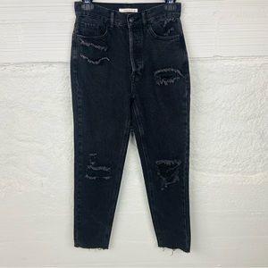 NWOT PACSUN black ultra high rise slim distressed cotton denim jeans size 23